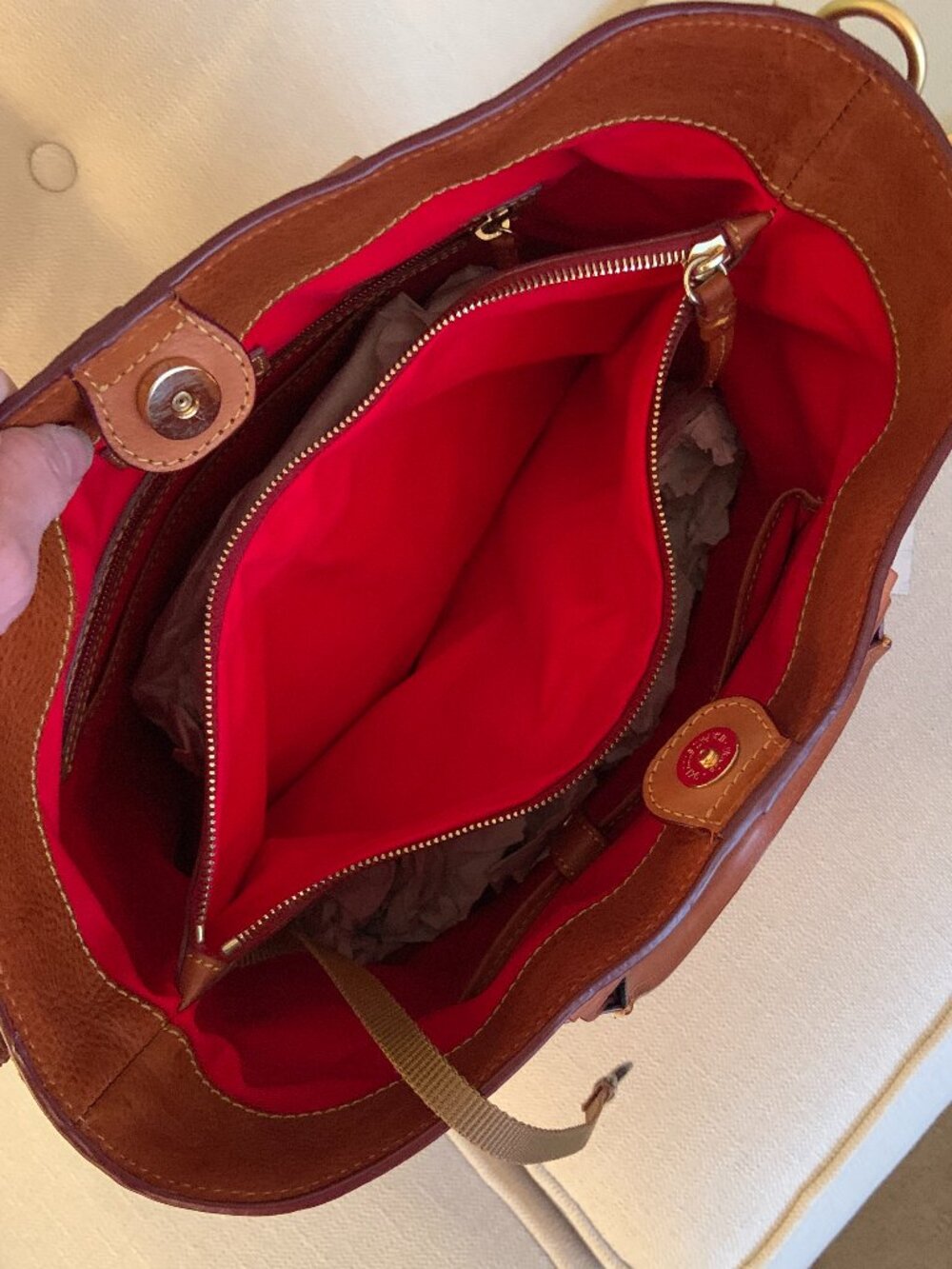 Dooney & Bourke Florentine Chelsea Shopper Tote – Leather Handbag in Natural Tan - Picture 13 of 15